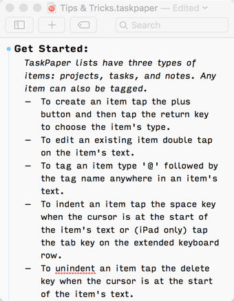 Taskpaper Screenshot